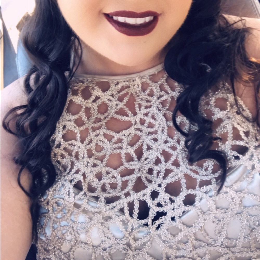 Beautiful plus size formal dress! White and gold